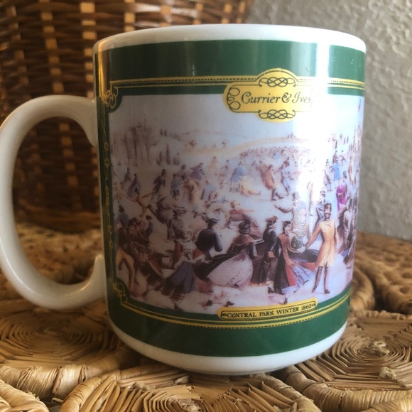 Currier & Ives Central Park Winter 1992 Vintage Coffe Mug For Houston Food - Picture 12 of 13